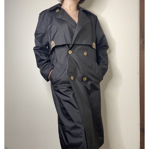 Laura Winston Petite Vintage Black Trench Coat Size 5/6 Petite Jacket - Picture 1 of 12